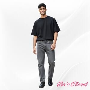 Mens Levi Straight Low Pro Unisex Mid Rise Grey Jeans Sz 28